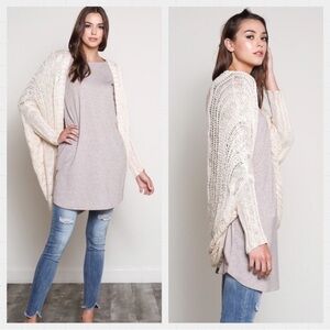 Casual Light Open-Front Knit Cardigan - Cream